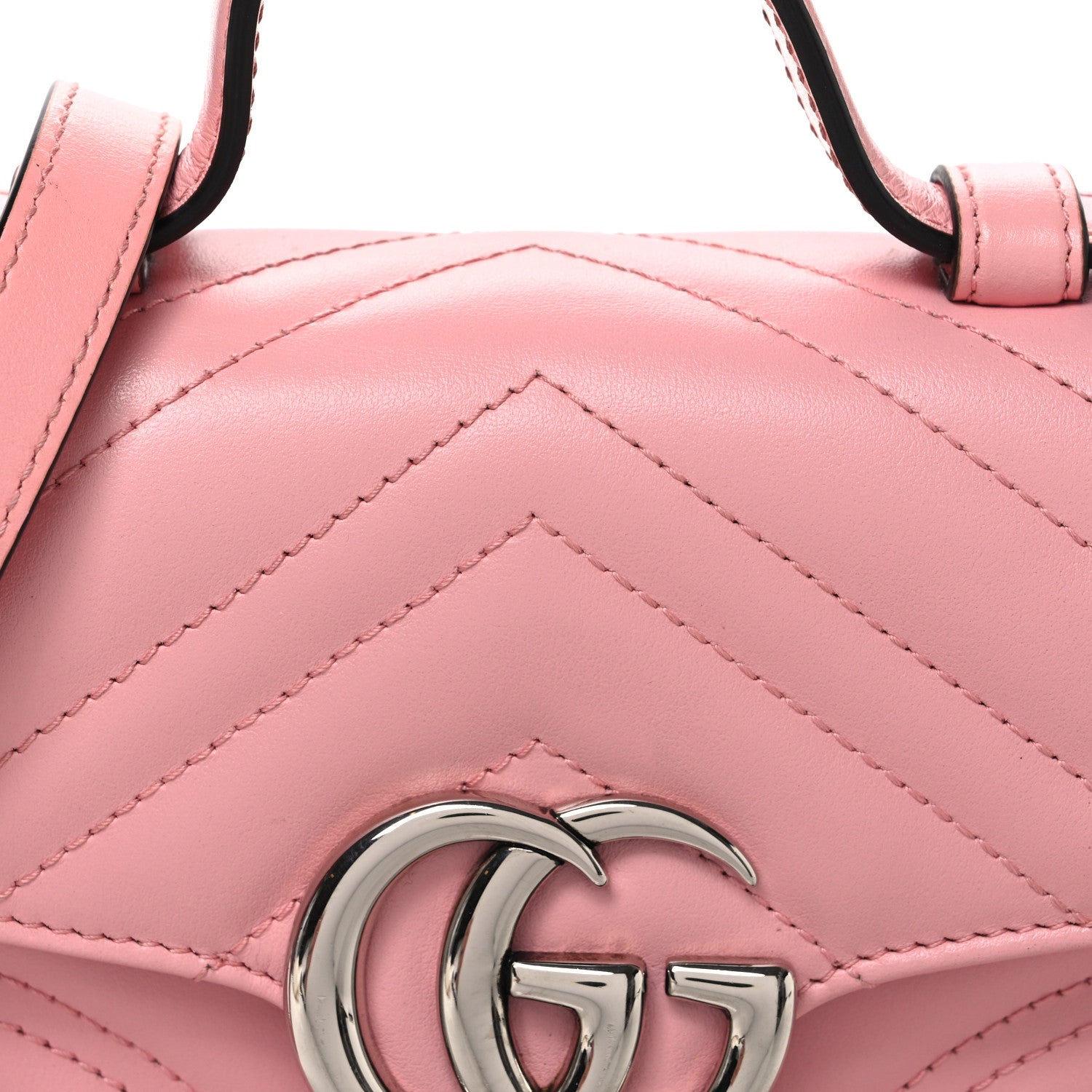 Gucci Calfskin Matelasse Mini GG Marmont Top Handle Shoulder Bag Wild Rose 8 of 10