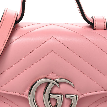 Gucci Calfskin Matelasse Mini GG Marmont Top Handle Shoulder Bag Wild Rose 8 of 10