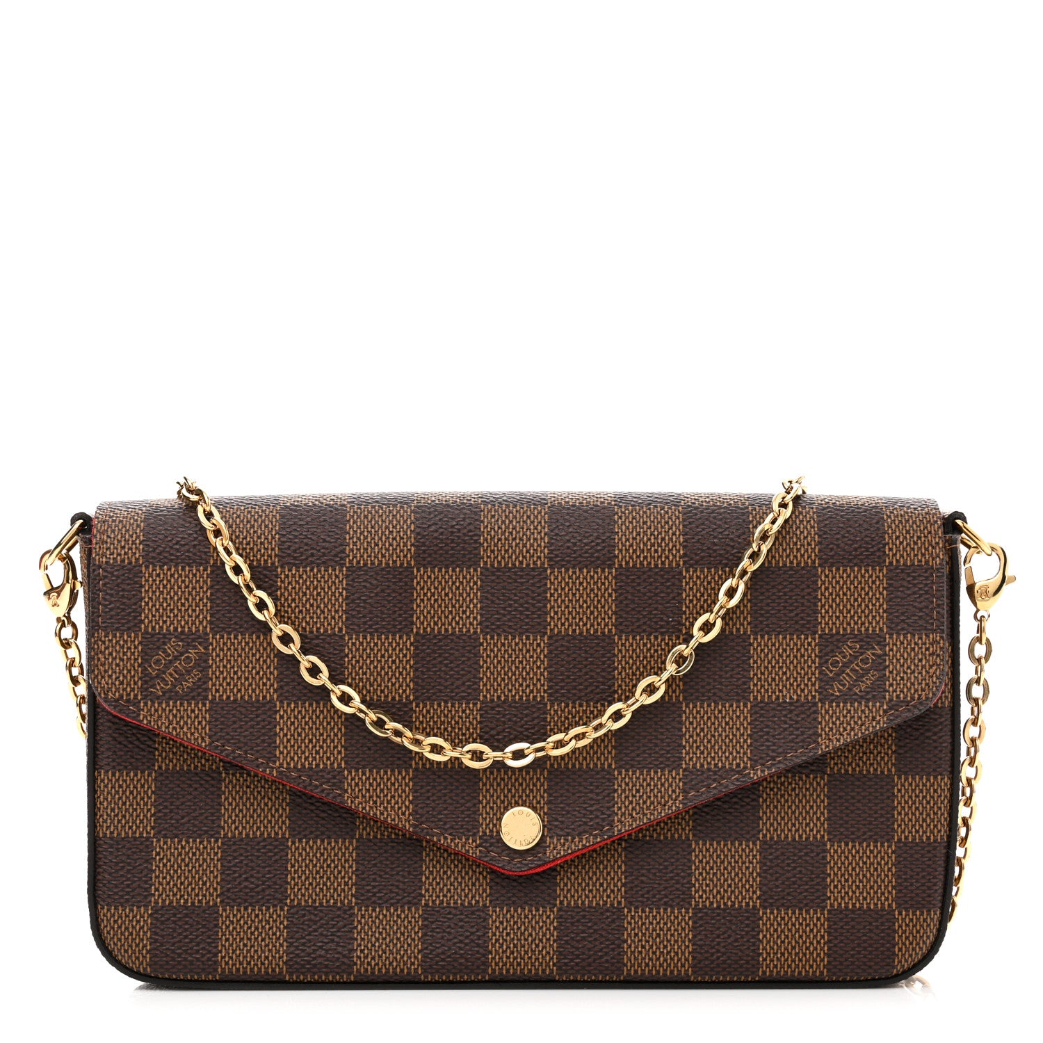 Louis Vuitton Damier Ebene Pochette Felicie Chain Wallet 3 of 12