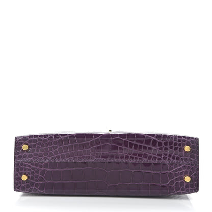 Hermes Shiny Alligator Mini Kelly Sellier 20 Cassis 6 of 31