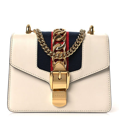 Gucci Calfskin Mini Sylvie Chain Shoulder Bag White 1 of 13