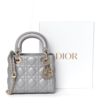 Christian Dior Metallic Lambskin Cannage Mini Lady Dior Grey 12 of 12