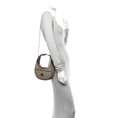 Gucci GG Supreme Monogram Azalea Calfskin Mini Retro Interlocking G Half Moon Bag Beige Ebony Brown Sugar 2 of 11