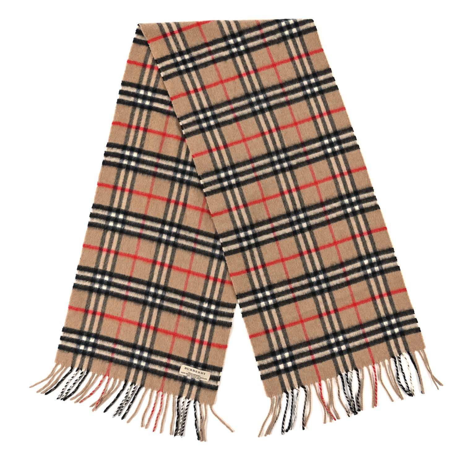 Burberry Cashmere House Check Fringe Scarf Camel 2 of 4