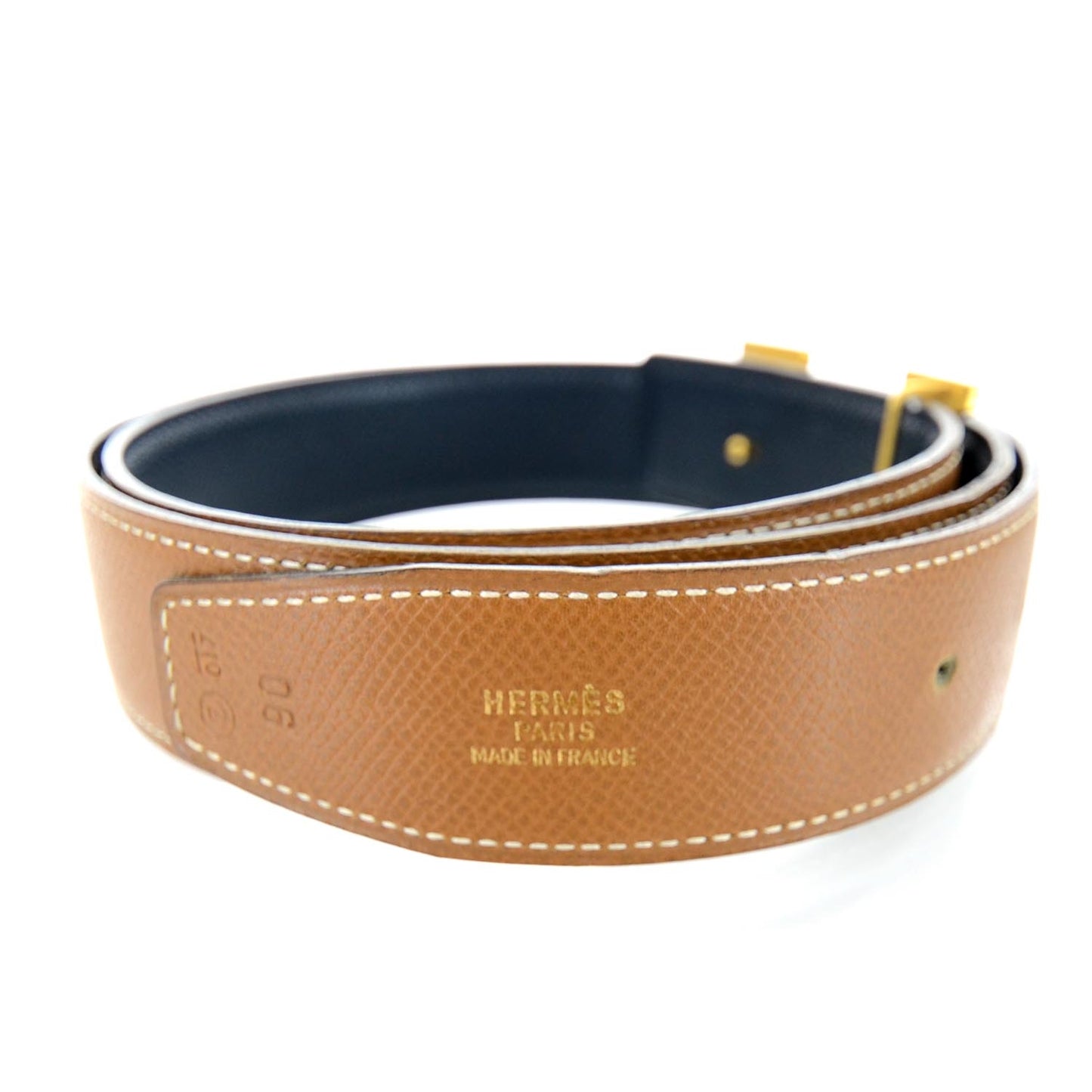 Epsom Reversible H Belt 90 Gold Black