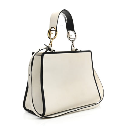 Fendi Vitello Century Opaco F is Fendi Bi-Color Small Runaway Satchel White Ice Black 3 of 15