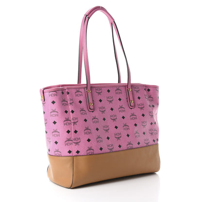 MCM Visetos Calfskin Medium Anya Shopper Tote Pink Cognac 3 of 11