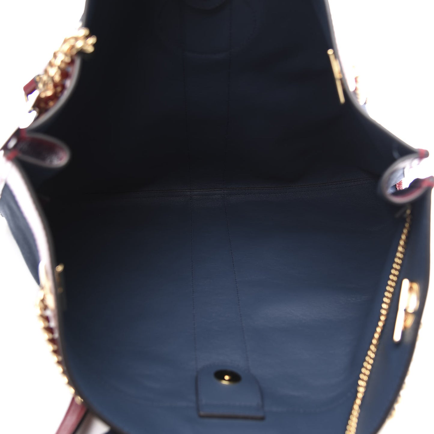 Suede Calfskin Large Rajah Chain Tote New Blue Romantic Cherry