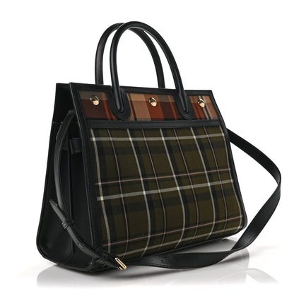 Burberry Wool Tartan Two Handle Title Bag Dark Green 3 of 9