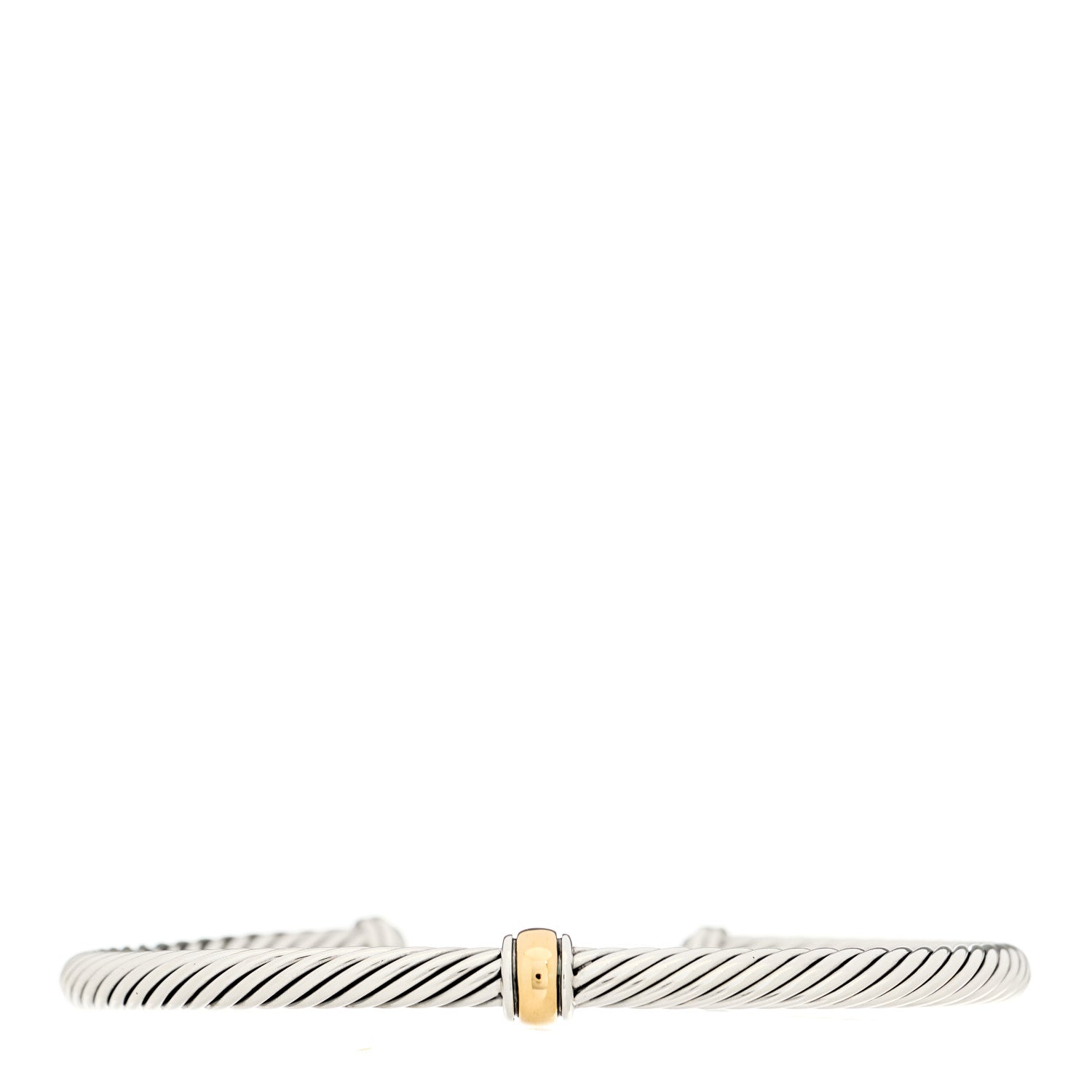David Yurman Sterling Silver 18K Yellow Gold 4mm Station Cable Bracelet 1 of 3