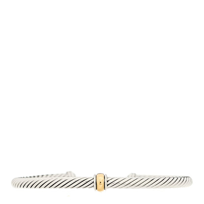 David Yurman Sterling Silver 18K Yellow Gold 4mm Station Cable Bracelet 1 of 3