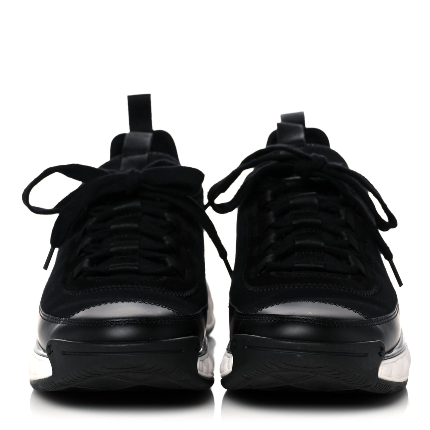Velvet Calfskin Mixed Fibers CC Sneakers 38.5 Black