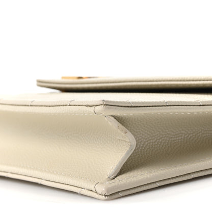 Saint Laurent Grain De Poudre Matelasse Chevron Monogram Envelope Chain Wallet Crema Soft 10 of 10