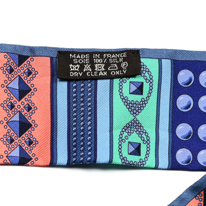 Hermes Silk Colliers de Chiens Twilly Blue Jean Vert Coral 4 of 4
