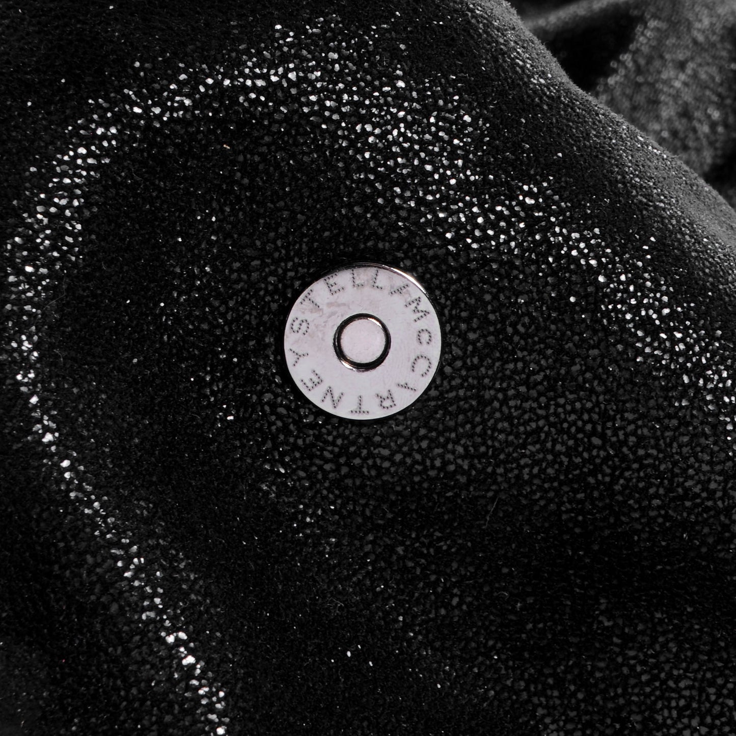 Faux Leather Shaggy Deer Falabella Fold Over Tote Black