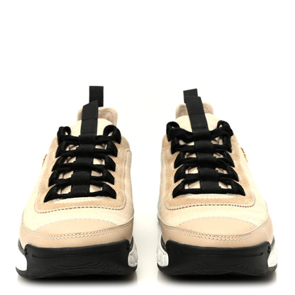 Chanel Velvet Calfskin Mixed Fibers CC Sneakers 37.5 Beige 3 of 10