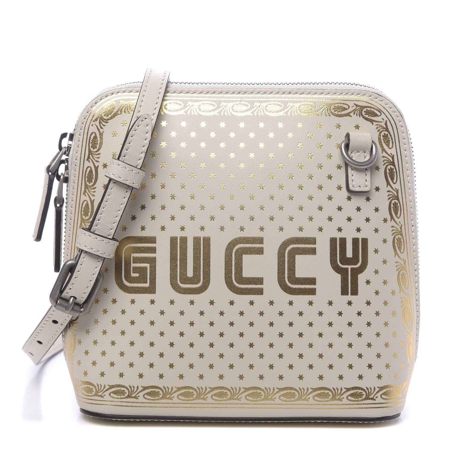 Gucci X SEGA Calfskin GUCCY Stars Mini Dome Shoulder Bag Mystic White Gold 1 of 10