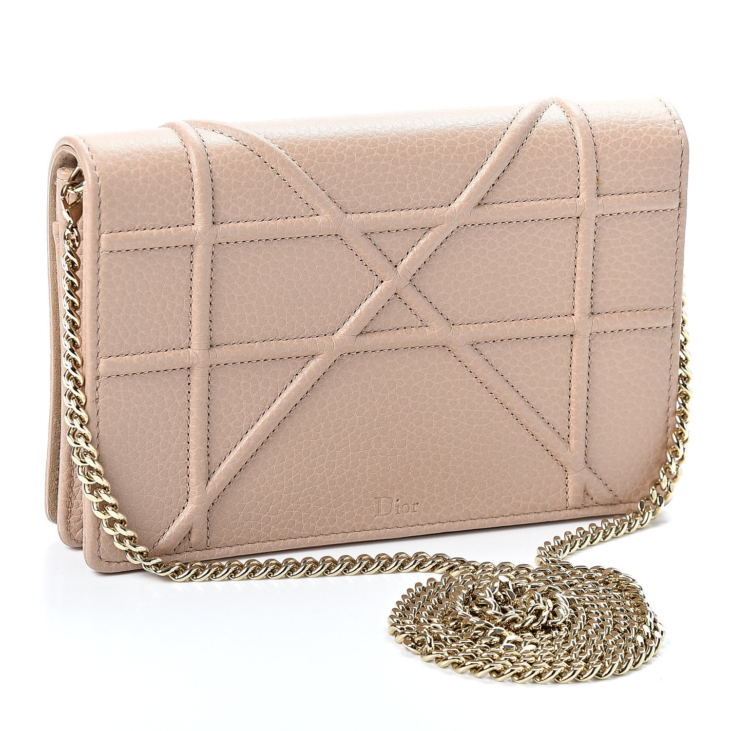 Christian Dior Grained Calfskin Diorama Wallet on Chain Pouch Nude 2 of 8