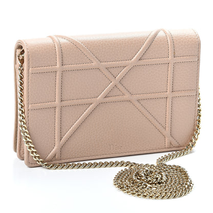 Christian Dior Grained Calfskin Diorama Wallet on Chain Pouch Nude 2 of 8