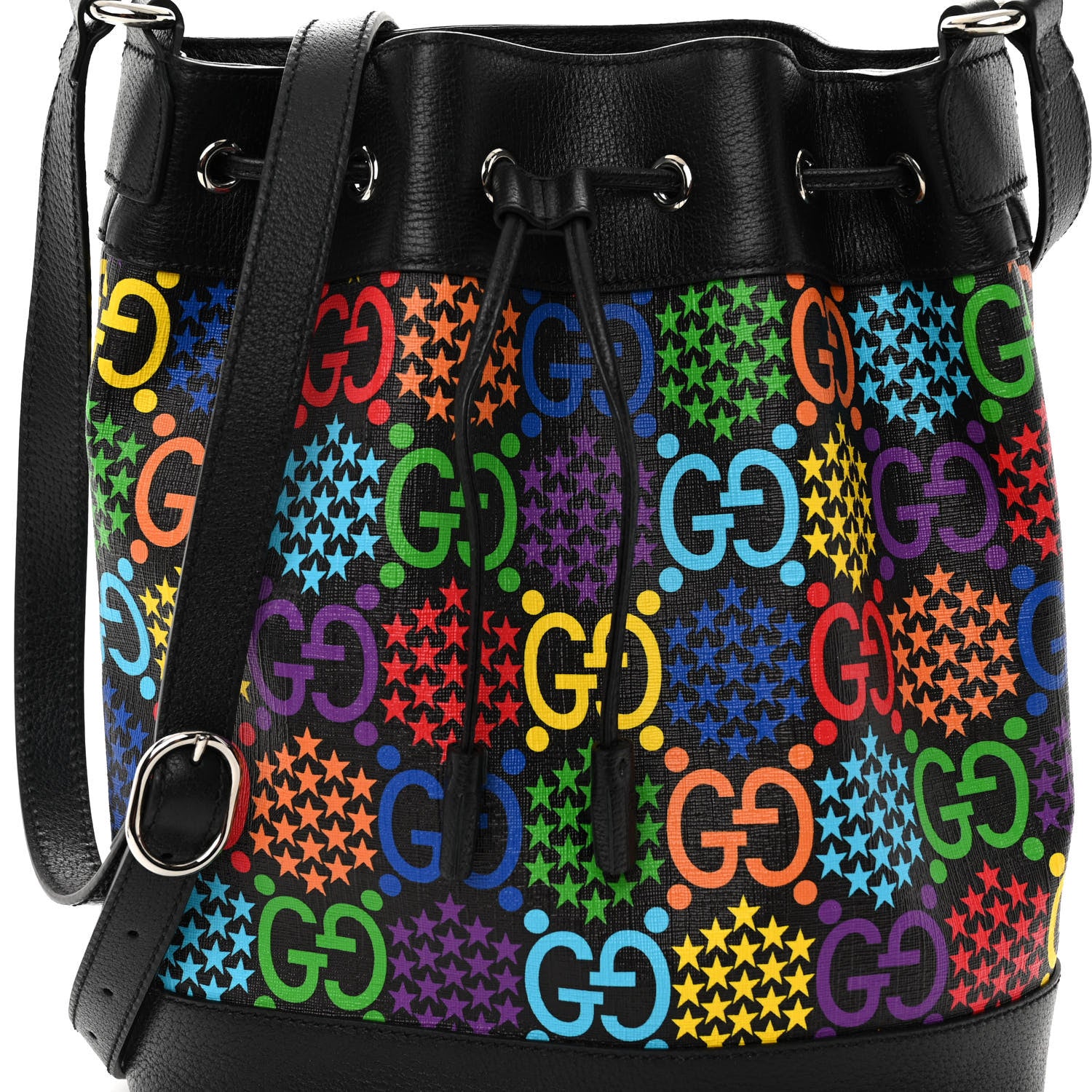 Gucci GG Supreme Monogram Psychedelic Bucket Bag Black 7 of 10