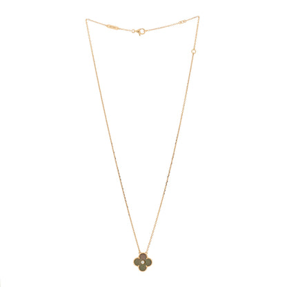 Van Cleef & Arpels 18K Rose Gold Diamond Grey Mother of Pearl Vintage Alhambra Pendant Necklace 3 of 6