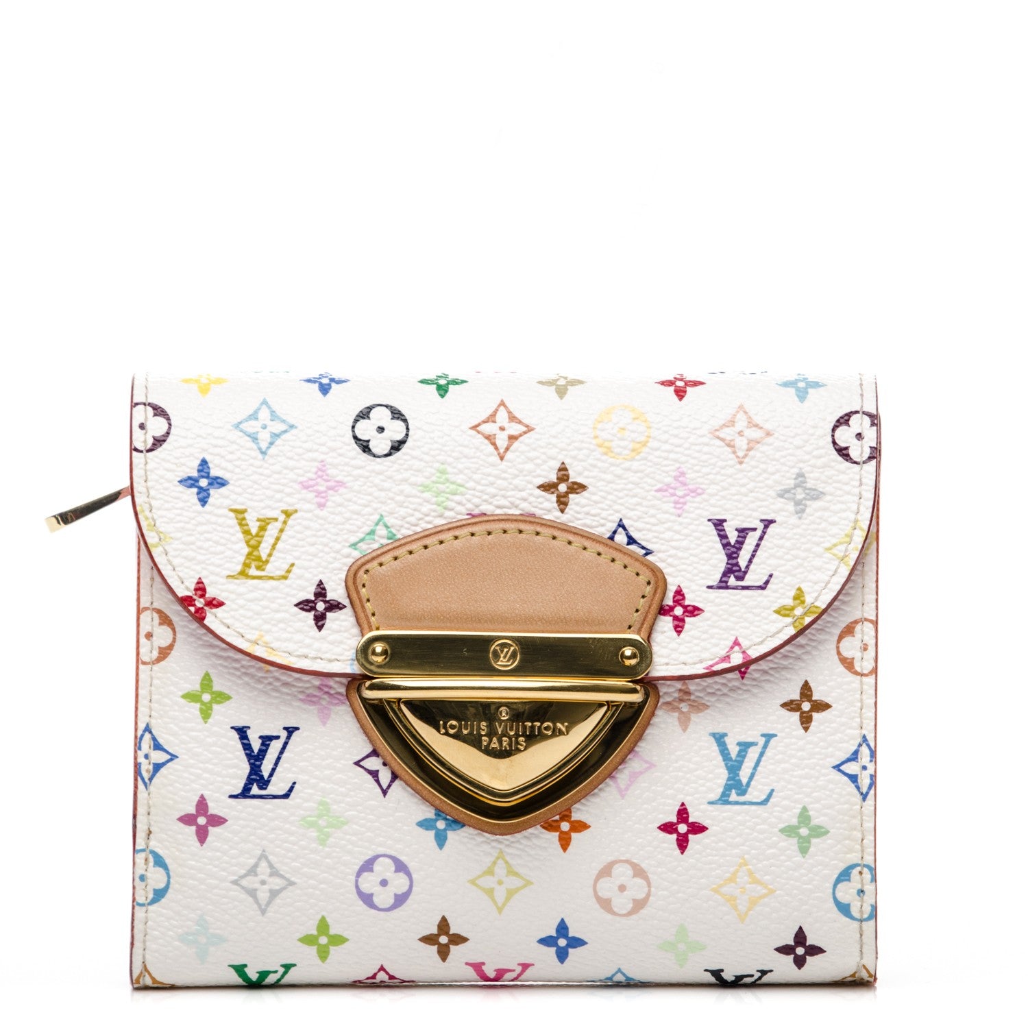 Louis Vuitton Monogram Multicolor Joey Wallet White Litchi 1 of 7