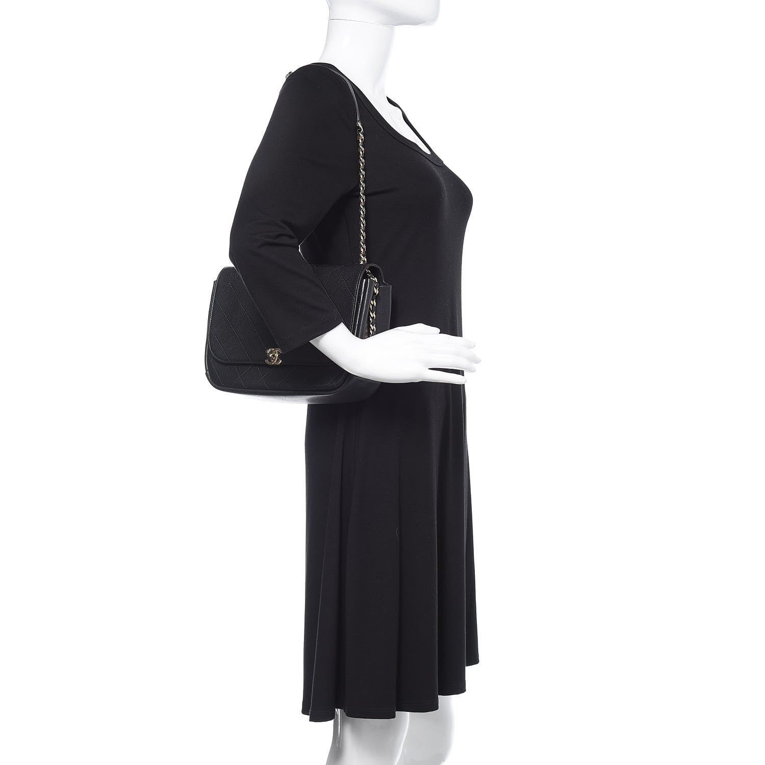 Chanel Goatskin Stitched Medium Casual Trip Single Flap Black 2 of 9