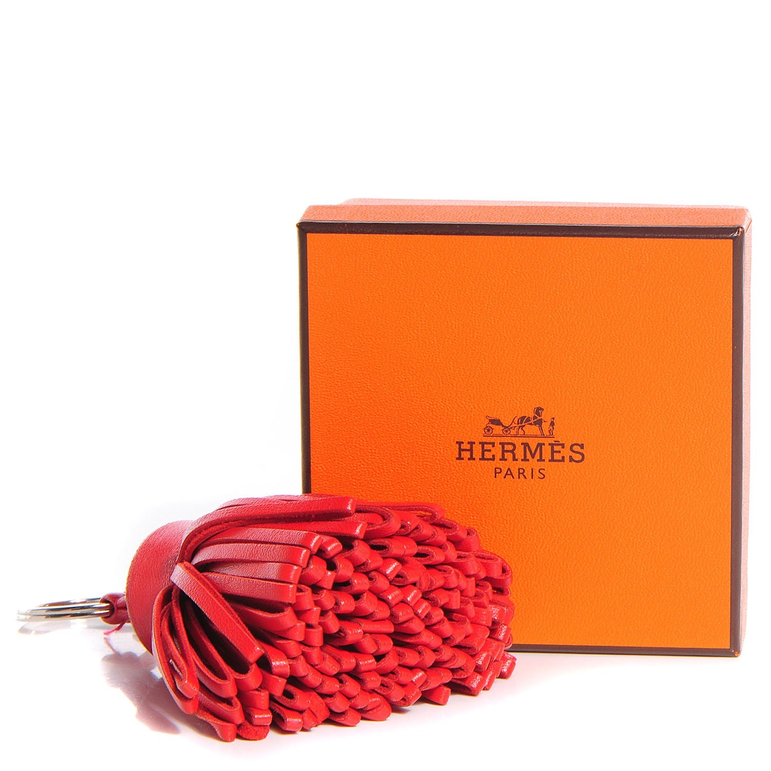 Hermes Lambskin Carmen Tassel Key Holder Rouge Indienne 3 of 4