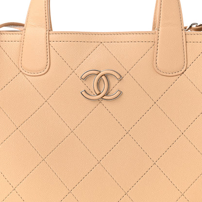 Chanel Caviar Stitched Small Shopping Tote Beige 8 of 10