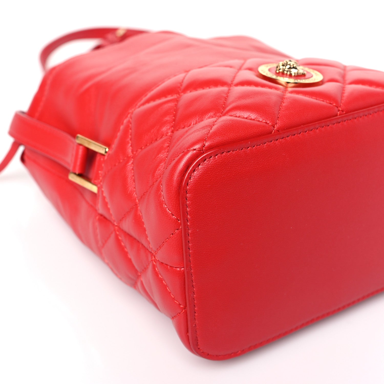 Versace Nappa Quilted Medusa Bucket Bag Red 7 of 9