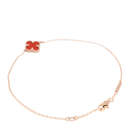 Van Cleef & Arpels 18K Rose Gold Carnelian Sweet Alhambra Bracelet 2 of 5