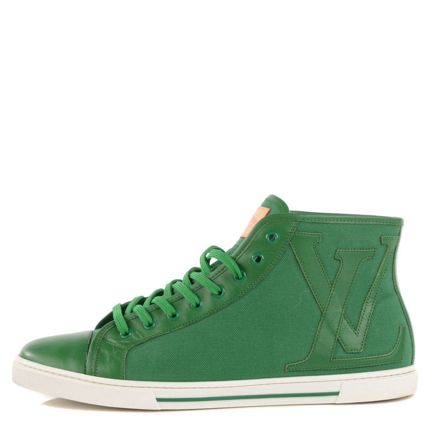 Canvas Leather High Top Sneakers 8 Green