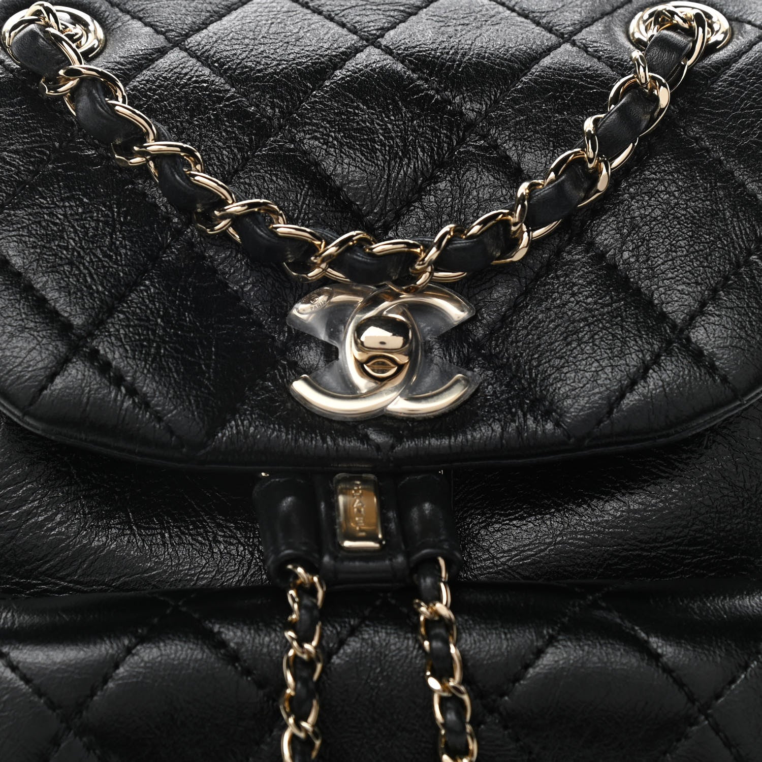 Chanel Glazed Aged Calfskin Quilted Small Duma Drawstring Backpack Black 7 of 10