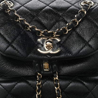 Chanel Glazed Aged Calfskin Quilted Small Duma Drawstring Backpack Black 7 of 10