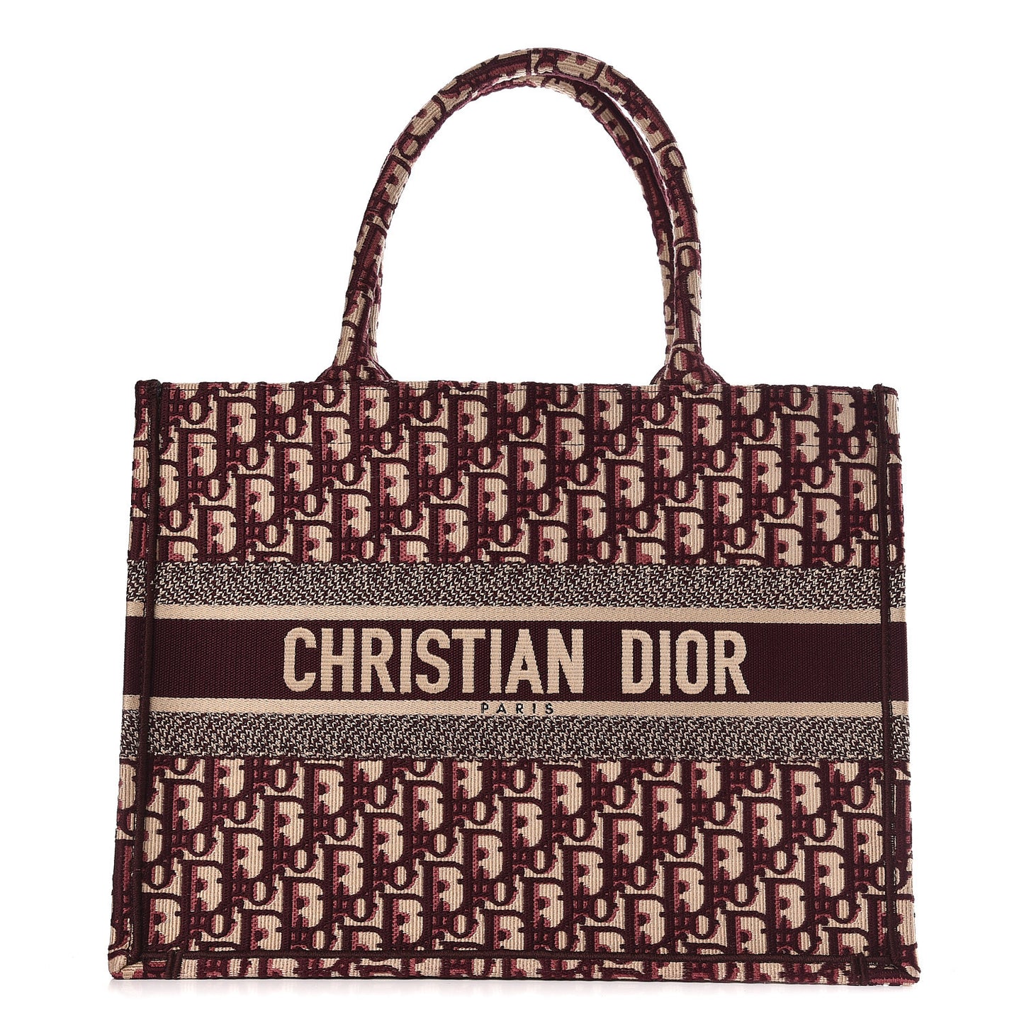 Oblique Medium Book Tote Burgundy Multicolor