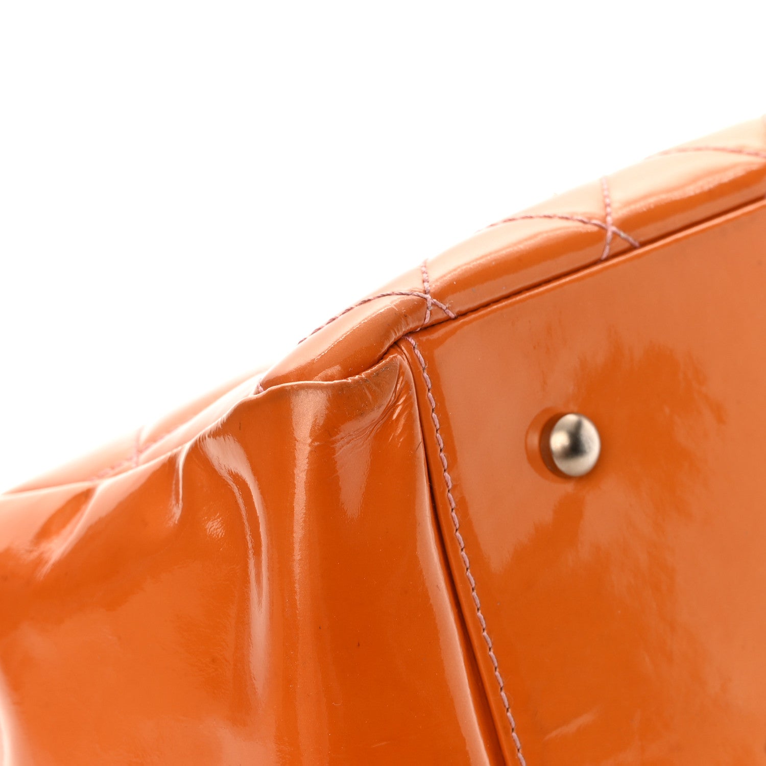 Chanel Patent Quilted Petit Timeless Shopping Tote PTT Orange 10 of 22
