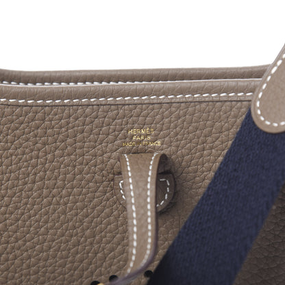 Hermes Taurillon Clemence Amazone Evelyne TPM Etoupe Bleu Indigo 5 of 9