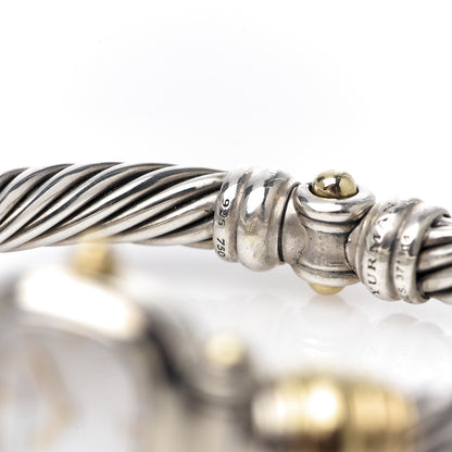 David Yurman Sterling Silver 18K Yellow Gold Diamond Mother of Pearl 21mm Classic Cable Quartz Watch 8 of 10