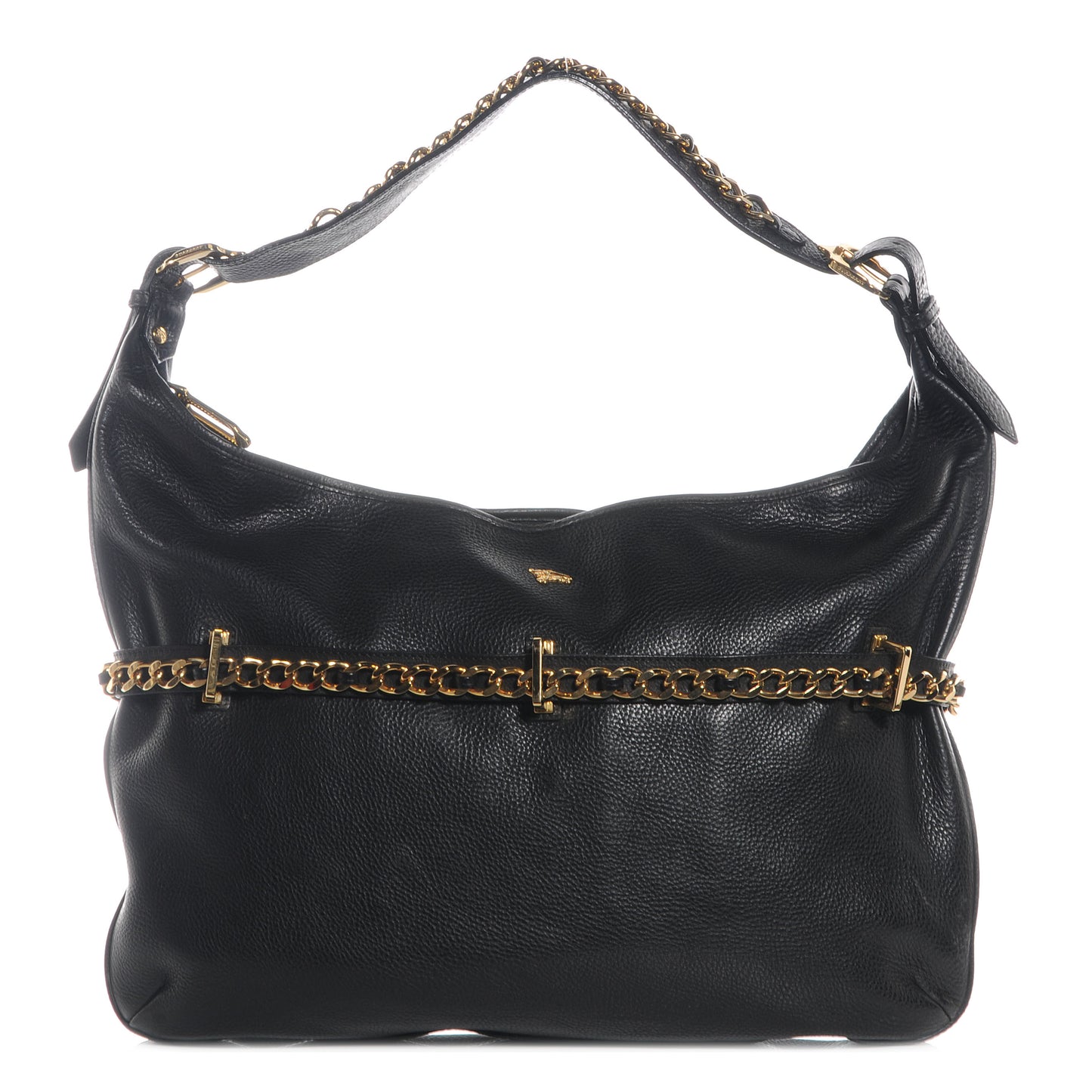 Leather Chain Hobo Black