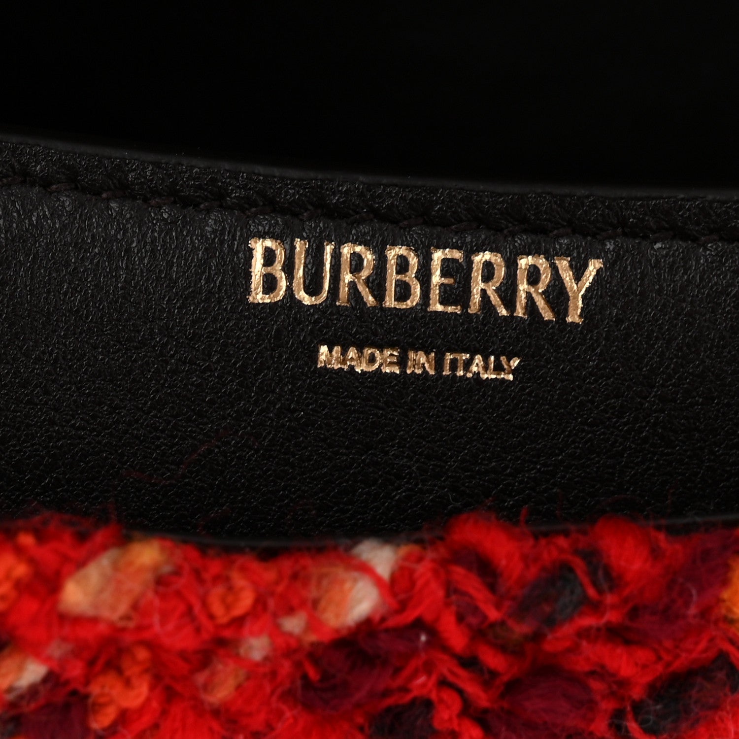 Burberry Tweed Check Medium Rocking Horse Crossbody Red Black 6 of 9