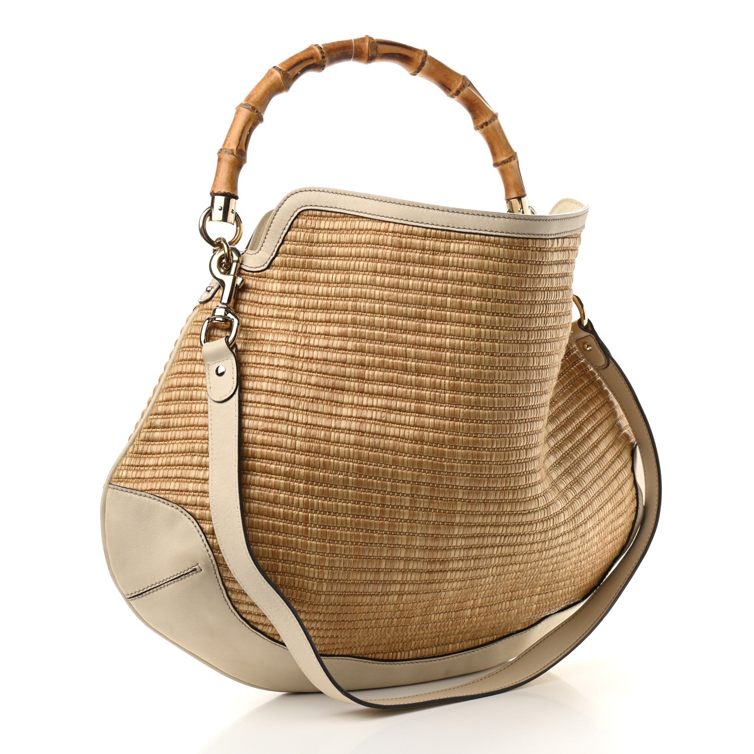 Gucci Straw Peggy Bamboo Handle Hobo 3 of 16