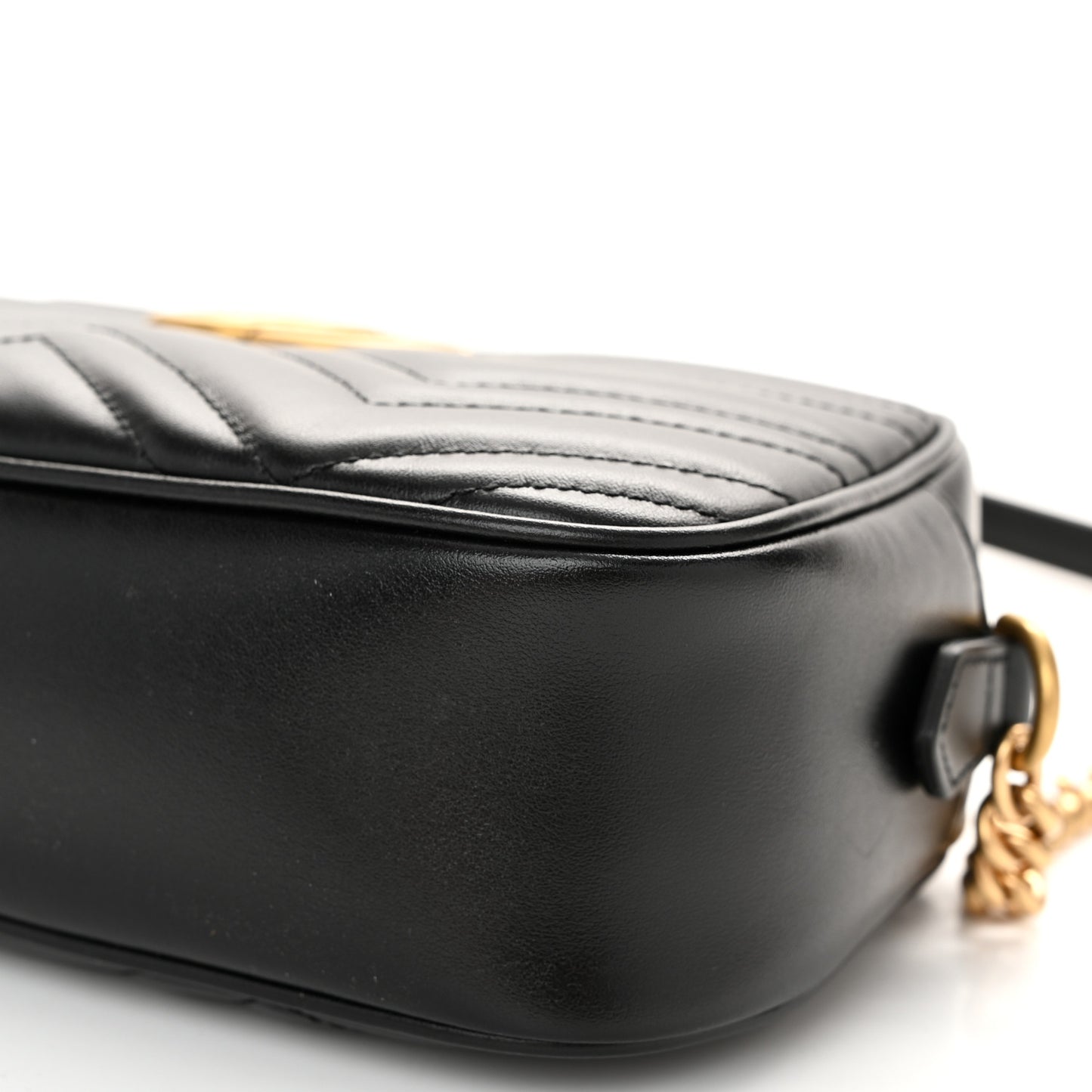 Calfskin Matelasse Small GG Marmont Chain Shoulder Bag Black