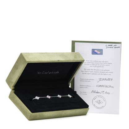 Van Cleef & Arpels 18K White Gold Diamond 6 Motifs Sweet Alhambra Bracelet 4 of 4