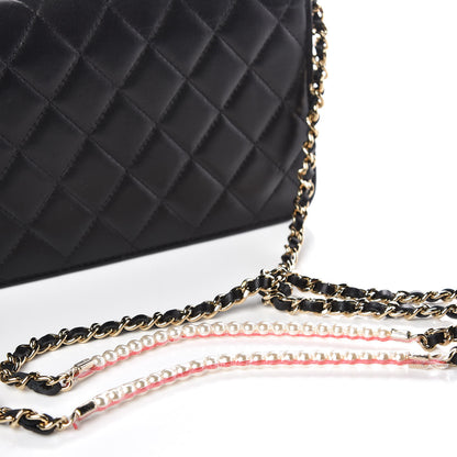 Chanel Lambskin Quilted Pearl Wallet On Chain WOC Black 10 of 13