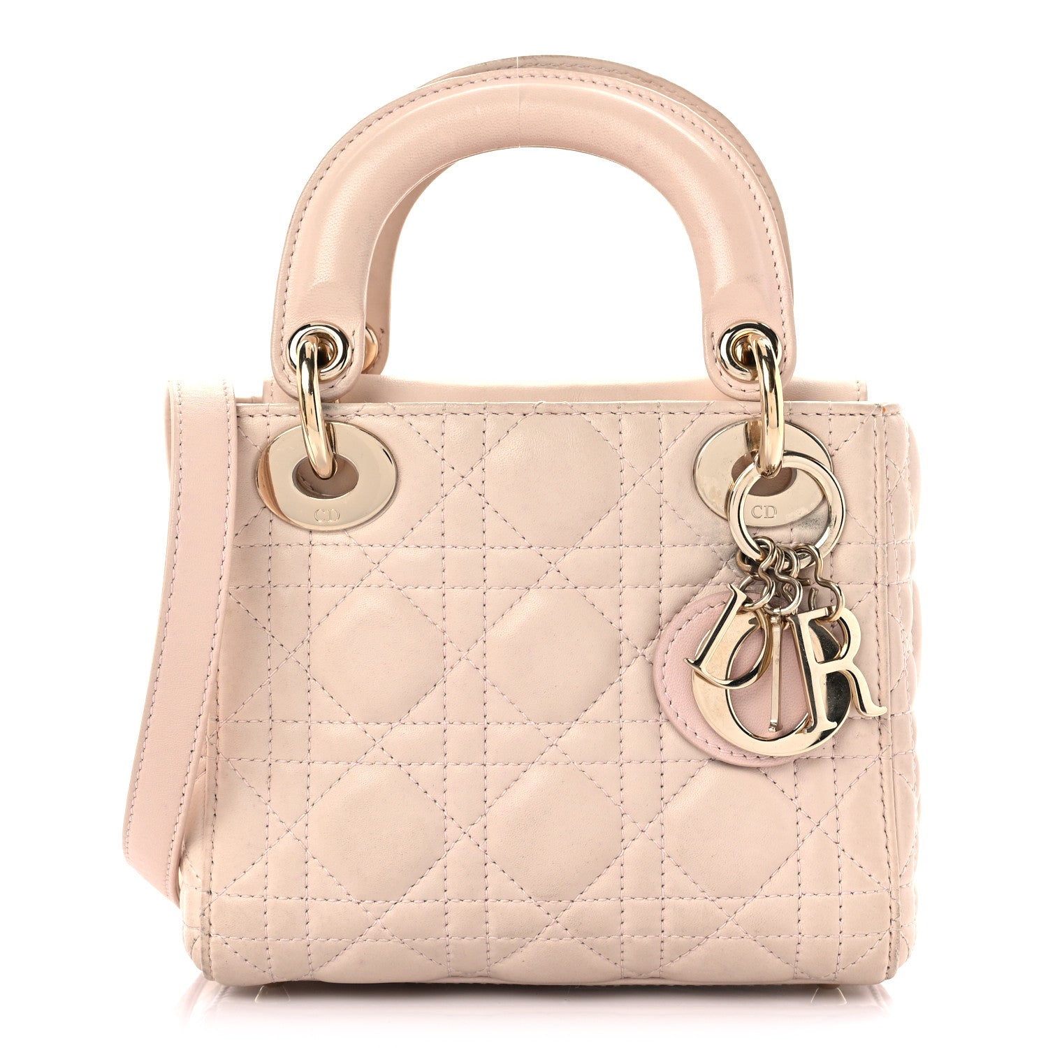 Christian Dior Lambskin Cannage Mini Lady Dior Rose Poudre 1 of 19