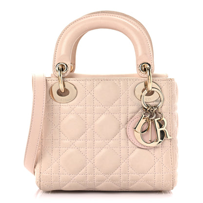 Christian Dior Lambskin Cannage Mini Lady Dior Rose Poudre 1 of 19