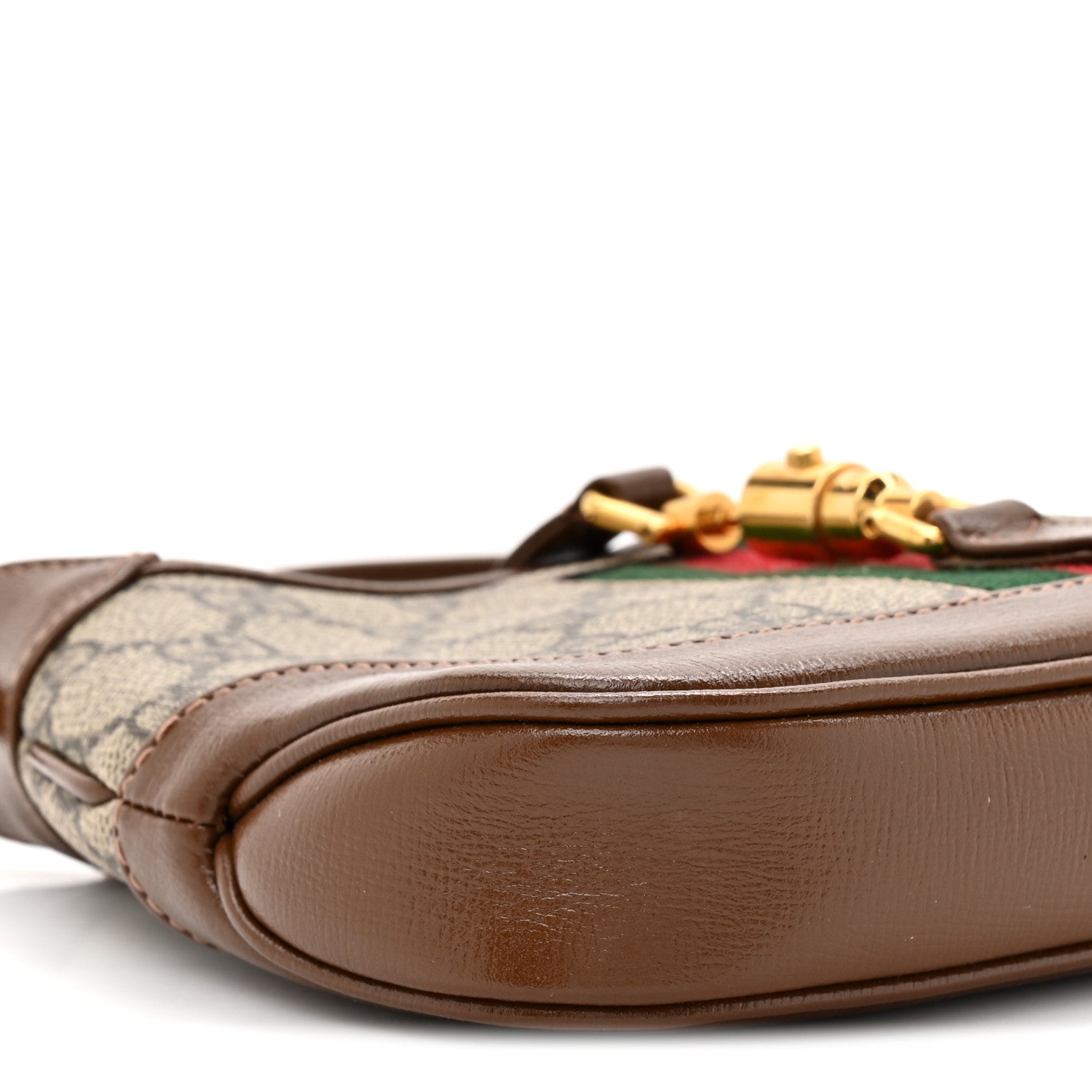 Gucci GG Supreme Monogram Azalea Calfskin Web Mini Jackie 1961 Hobo Beige Ebony Brown Sugar 10 of 14