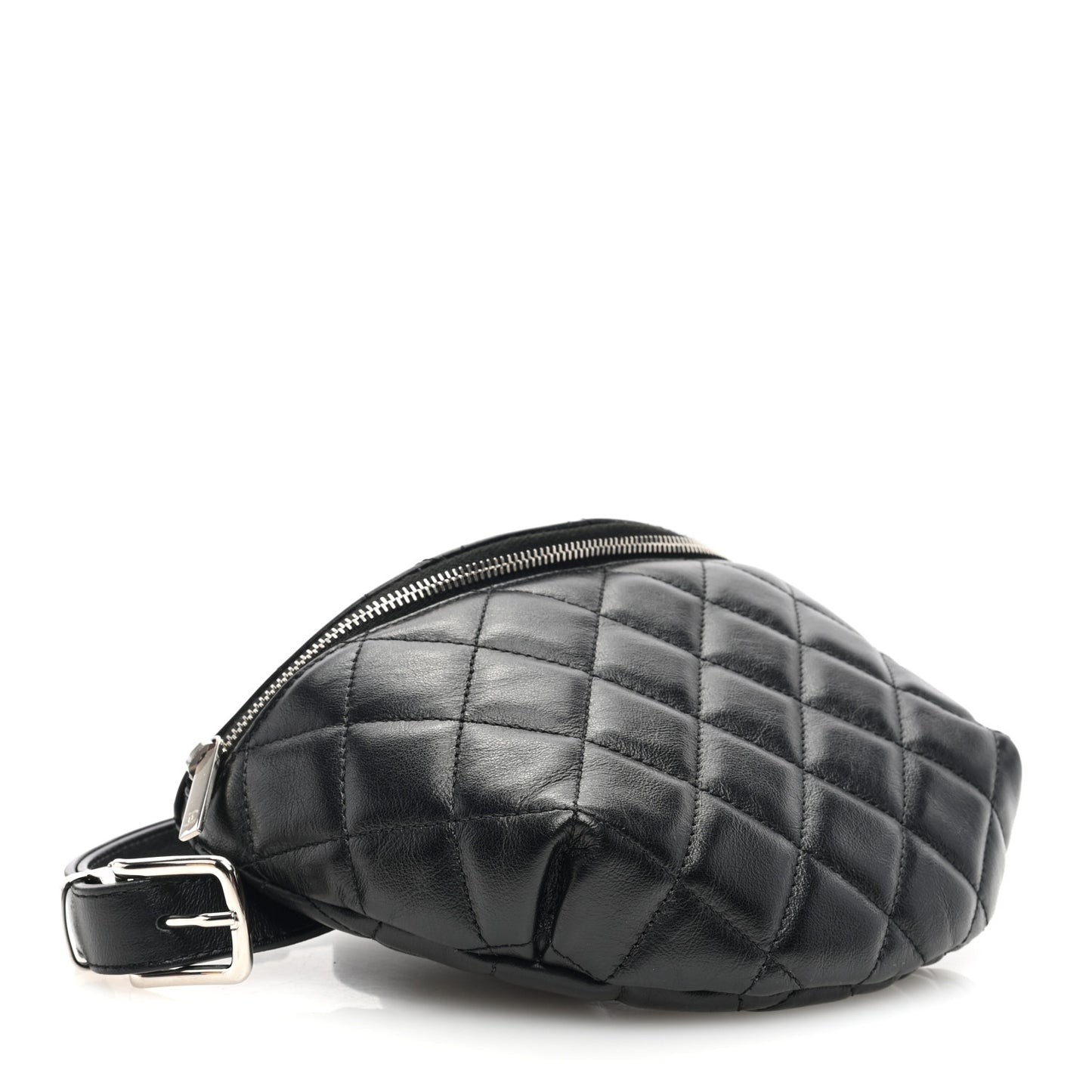 Lambskin Quilted Waist Belt Bag Black