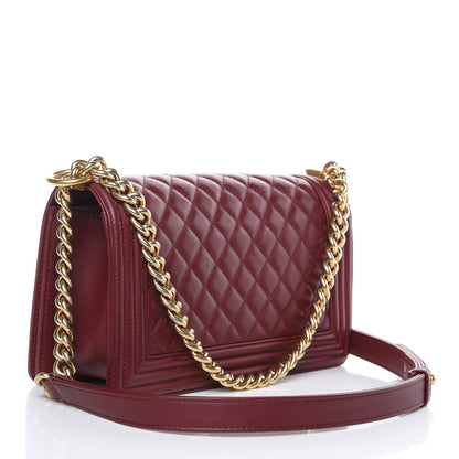 Chanel Calfskin Quilted Medium Boy Flap Burgundy 3 of 15