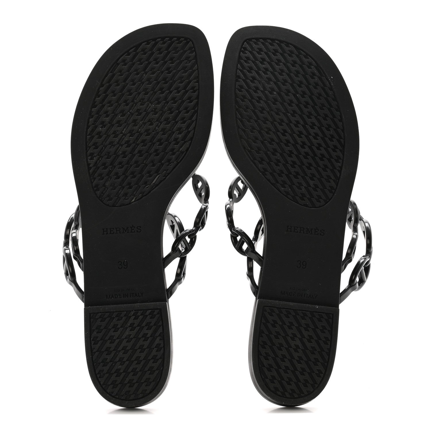 Hermes Rubber Chaine d'Ancre Island Sandals 39 Black 6 of 9